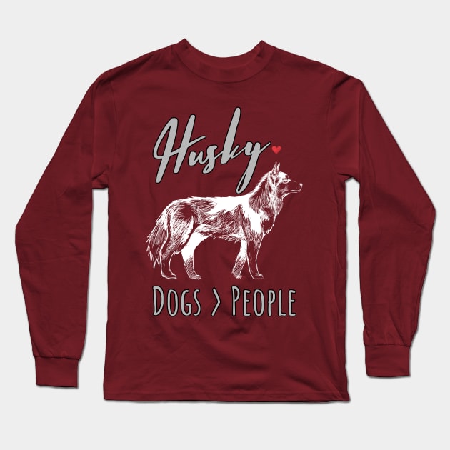 Husky Dogs over People Long Sleeve T-Shirt by JKA